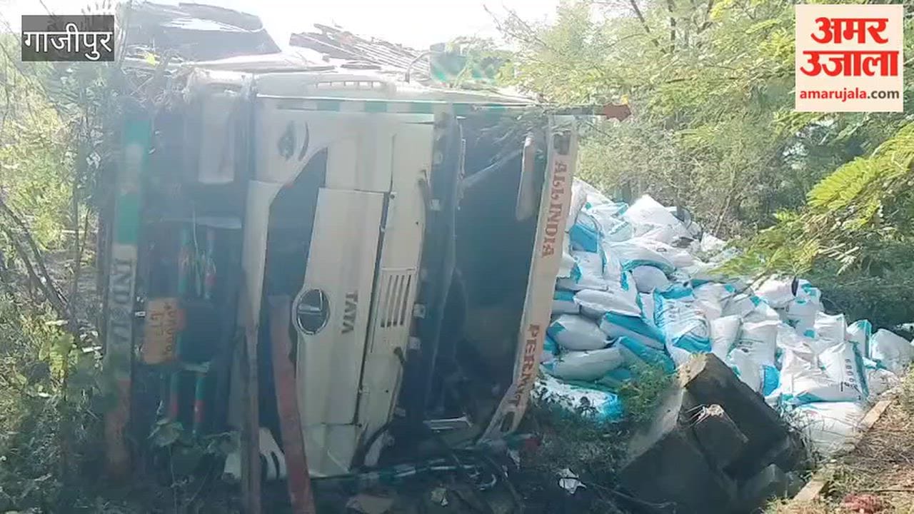 Trailer overturns on side of Purvanchal Expressway after tyre burst