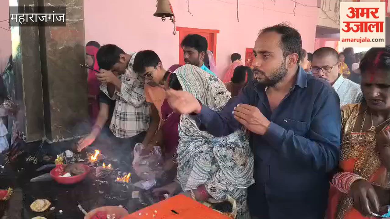Devotees offered prayers at the Durga temple.